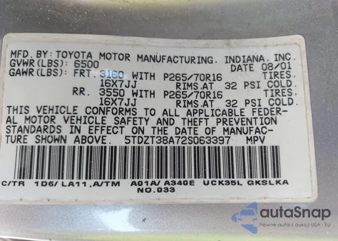 2002 Toyota Sequoia Limited V8 from USA, damaged, VIN 5TDZT38A72S063397